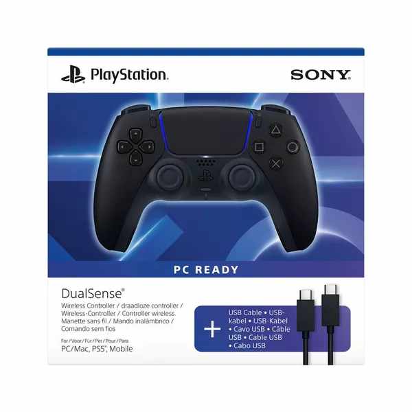 PlayStation 5 DualSense Wireless Controller - (Midnight Black + USB Cable For PC) (PS5)