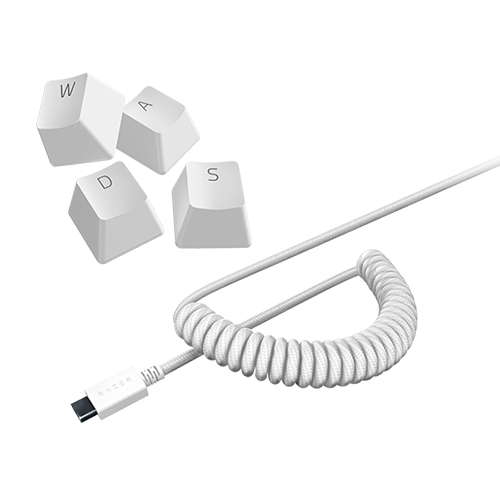 Razer PBT Keycap + Coiled Cable Upgrade Set (Mercury White)