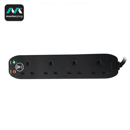 Nexus Masterplug Surged Extension Lead, 4 Gang, 2M, Black